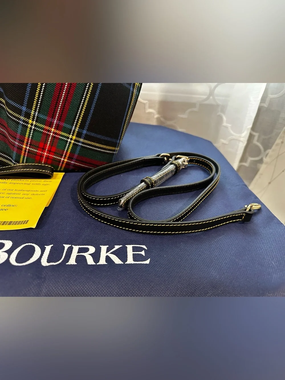 Dooney & Bourke Black Tartan Flynn Tote & Matching Wallet Set - Gently Used